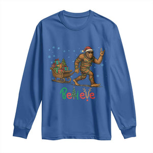 Bigfoot Christmas Long Sleeve Shirt Believe Funny Holiday Gift TS12 Royal Blue Print Your Wear