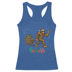 Bigfoot Christmas Racerback Tank Top Believe Funny Holiday Gift TS12 Royal Blue Print Your Wear