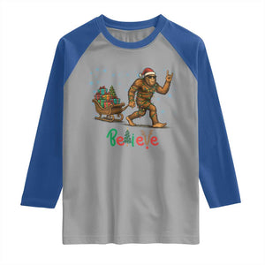 Bigfoot Christmas Raglan Shirt Believe Funny Holiday Gift TS12 Sport Gray Royal Print Your Wear