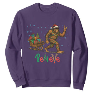 Bigfoot Christmas Sweatshirt Believe Funny Holiday Gift TS12 Purple Print Your Wear