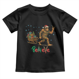 Bigfoot Christmas Toddler T Shirt Believe Funny Holiday Gift TS12 Black Print Your Wear