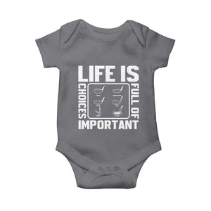 Life Is Full Of Important Choices Baby Onesie Golf Lover Gift TS12 Charcoal Print Your Wear