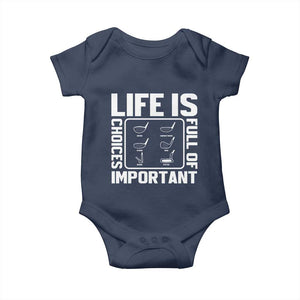 Life Is Full Of Important Choices Baby Onesie Golf Lover Gift TS12 Navy Print Your Wear