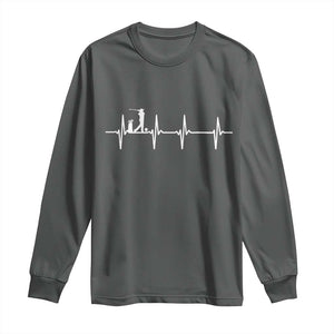 Golf Heartbeat Long Sleeve Shirt Funny Sport Lover Gift TS12 Dark Heather Print Your Wear
