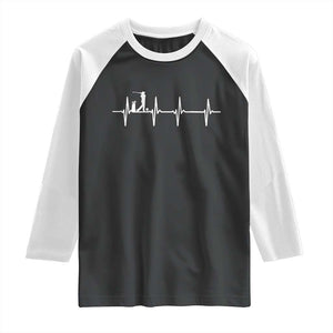 Golf Heartbeat Raglan Shirt Funny Sport Lover Gift TS12 Black White Print Your Wear