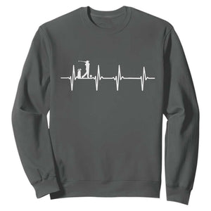 Golf Heartbeat Sweatshirt Funny Sport Lover Gift TS12 Dark Heather Print Your Wear