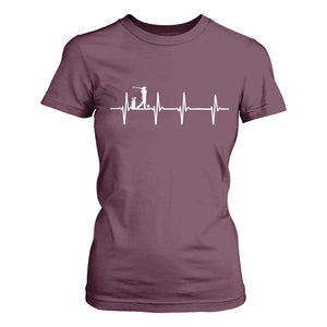 Golf Heartbeat T Shirt For Women Funny Sport Lover Gift TS12 Maroon Print Your Wear