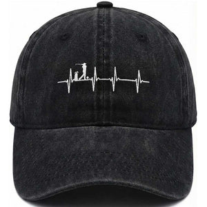 Golf Heartbeat Washed Cotton Baseball Cap Funny Sport Lover Gift TS12 Print Your Wear