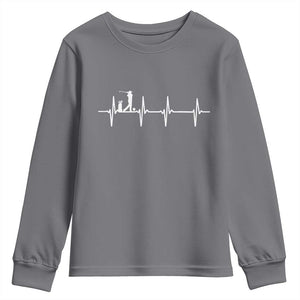 Golf Heartbeat Youth Sweatshirt Funny Sport Lover Gift TS12 Charcoal Print Your Wear