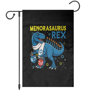 Funny Hanukkah Dinosaur With Dreidel Menorah Pun Gift Garden Flag Menorasaurus Rex TS12 Black Print Your Wear