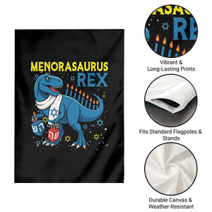 Funny Hanukkah Dinosaur With Dreidel Menorah Pun Gift Garden Flag Menorasaurus Rex TS12 Print Your Wear