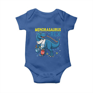 Funny Hanukkah Dinosaur With Dreidel Menorah Pun Gift Baby Onesie Menorasaurus Rex TS12 Royal Blue Print Your Wear