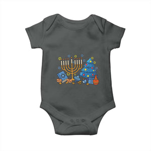 Interfaith Christmas Hanukkah Baby Onesie Celebration Festival Of Lights Gift TS12 Dark Heather Print Your Wear