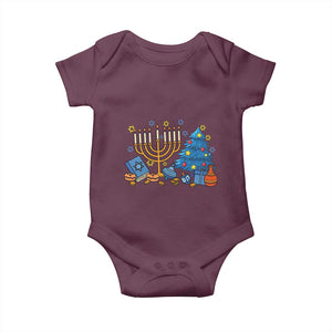 Interfaith Christmas Hanukkah Baby Onesie Celebration Festival Of Lights Gift TS12 Maroon Print Your Wear