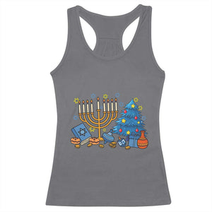 Interfaith Christmas Hanukkah Racerback Tank Top Celebration Festival Of Lights Gift TS12 Charcoal Print Your Wear