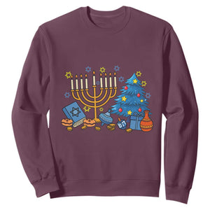 Interfaith Christmas Hanukkah Sweatshirt Celebration Festival Of Lights Gift TS12 Maroon Print Your Wear