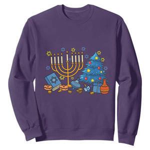 Interfaith Christmas Hanukkah Sweatshirt Celebration Festival Of Lights Gift TS12 Purple Print Your Wear