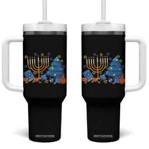 Interfaith Christmas Hanukkah Tumbler With Handle Celebration Festival Of Lights Gift TS12 One Size: 40 oz Black Print Your Wear