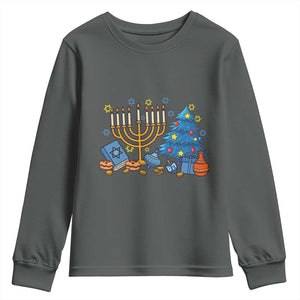 Interfaith Christmas Hanukkah Youth Sweatshirt Celebration Festival Of Lights Gift TS12 Dark Heather Print Your Wear
