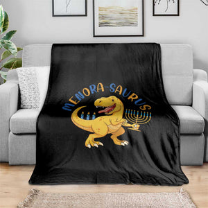 Funny Hanukkah Dinosaur Celebration Festival Of Lights Gift Throw Blanket Menorasaurus TS12 Print Your Wear