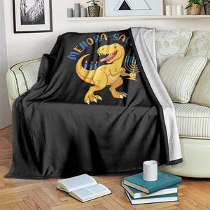 Funny Hanukkah Dinosaur Celebration Festival Of Lights Gift Throw Blanket Menorasaurus TS12 Print Your Wear