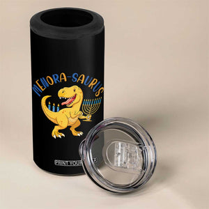 Funny Hanukkah Dinosaur Celebration Festival Of Lights Gift 4 in 1 Can Cooler Tumbler Menorasaurus TS12 Print Your Wear