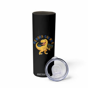 Funny Hanukkah Dinosaur Celebration Festival Of Lights Gift Skinny Tumbler Menorasaurus TS12 Print Your Wear