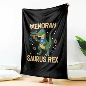 Funny Hanukkah Dinosaur Lover Throw Blanket Menorasaurus Rex Festival Of Lights Gift TS12 Print Your Wear