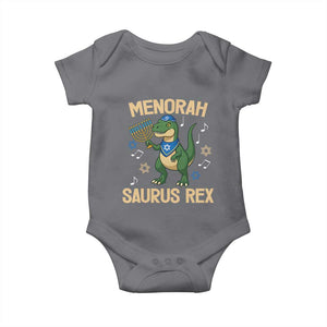 Funny Hanukkah Dinosaur Lover Baby Onesie Menorasaurus Rex Festival Of Lights Gift TS12 Charcoal Print Your Wear