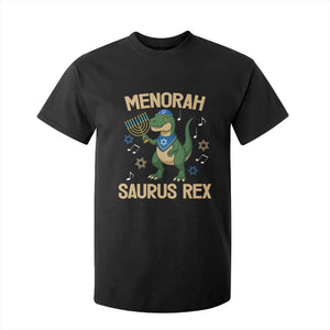 Funny Hanukkah Dinosaur Lover T Shirt For Kid Menorasaurus Rex Festival Of Lights Gift TS12 Black Print Your Wear
