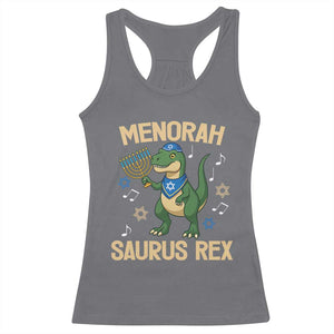Funny Hanukkah Dinosaur Lover Racerback Tank Top Menorasaurus Rex Festival Of Lights Gift TS12 Charcoal Print Your Wear