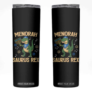 Funny Hanukkah Dinosaur Lover Skinny Tumbler Menorasaurus Rex Festival Of Lights Gift TS12 Black Print Your Wear