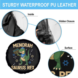 Funny Hanukkah Dinosaur Lover Spare Tire Cover Menorasaurus Rex Festival Of Lights Gift TS12 Print Your Wear
