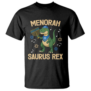 Funny Hanukkah Dinosaur Lover T Shirt Menorasaurus Rex Festival Of Lights Gift TS12 Black Print Your Wear
