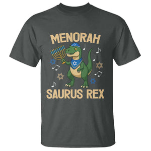 Funny Hanukkah Dinosaur Lover T Shirt Menorasaurus Rex Festival Of Lights Gift TS12 Dark Heather Print Your Wear