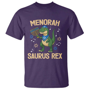 Funny Hanukkah Dinosaur Lover T Shirt Menorasaurus Rex Festival Of Lights Gift TS12 Purple Print Your Wear