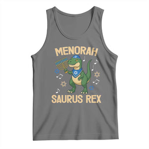 Funny Hanukkah Dinosaur Lover Tank Top Menorasaurus Rex Festival Of Lights Gift TS12 Black Heather Print Your Wear