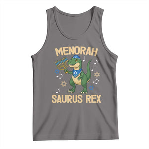 Funny Hanukkah Dinosaur Lover Tank Top Menorasaurus Rex Festival Of Lights Gift TS12 Deep Heather Print Your Wear