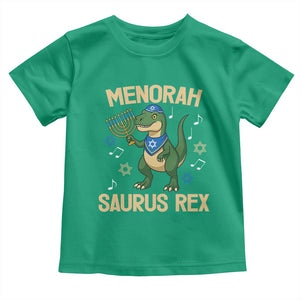 Funny Hanukkah Dinosaur Lover Toddler T Shirt Menorasaurus Rex Festival Of Lights Gift TS12 Irish Green Print Your Wear