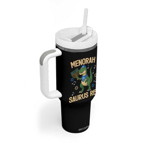 Funny Hanukkah Dinosaur Lover Tumbler With Handle Menorasaurus Rex Festival Of Lights Gift TS12 Print Your Wear