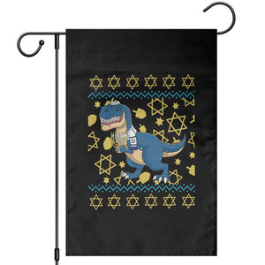 Funny Hanukkah Dinosaur Lover Ugly Sweater Garden Flag Festival Of Lights Gift TS12 Black Print Your Wear