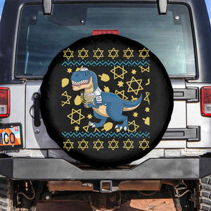Funny Hanukkah Dinosaur Lover Ugly Sweater Spare Tire Cover Festival Of Lights Gift TS12 No hole Black Print Your Wear