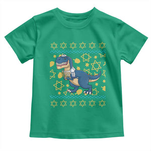 Funny Hanukkah Dinosaur Lover Ugly Sweater Toddler T Shirt Festival Of Lights Gift TS12 Irish Green Print Your Wear