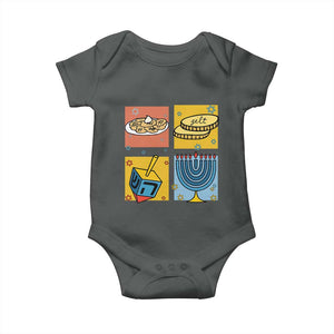 Hanukkah Baby Onesie Festival Of Lights Dreidel Menorah Candle Star Gift TS12 Dark Heather Print Your Wear