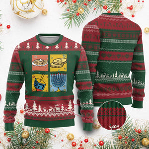 Hanukkah Ugly Christmas Sweater Festival Of Lights Dreidel Menorah Candle Star Gift TS12 Red Green Print Your Wear