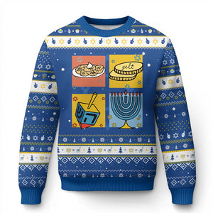 Festival Of Lights Hanukkah Ugly Sweater Dreidel Menorah Candle Star Gift TS12 Blue White Print Your Wear