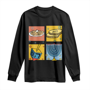 Hanukkah Long Sleeve Shirt Festival Of Lights Dreidel Menorah Candle Star Gift TS12 Black Print Your Wear