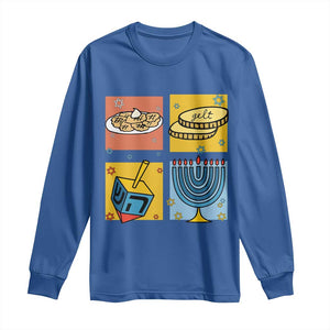 Hanukkah Long Sleeve Shirt Festival Of Lights Dreidel Menorah Candle Star Gift TS12 Royal Blue Print Your Wear