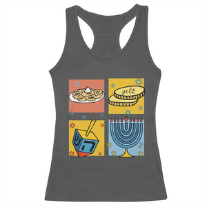 Hanukkah Racerback Tank Top Festival Of Lights Dreidel Menorah Candle Star Gift TS12 Dark Heather Print Your Wear