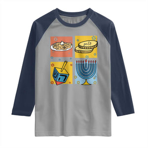 Hanukkah Raglan Shirt Festival Of Lights Dreidel Menorah Candle Star Gift TS12 Sport Gray Navy Print Your Wear